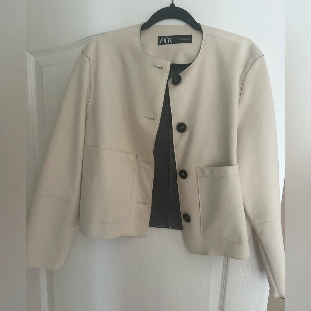 NWOT ZARA Faux Suede Cropped Jacket - Picture 9 of 13